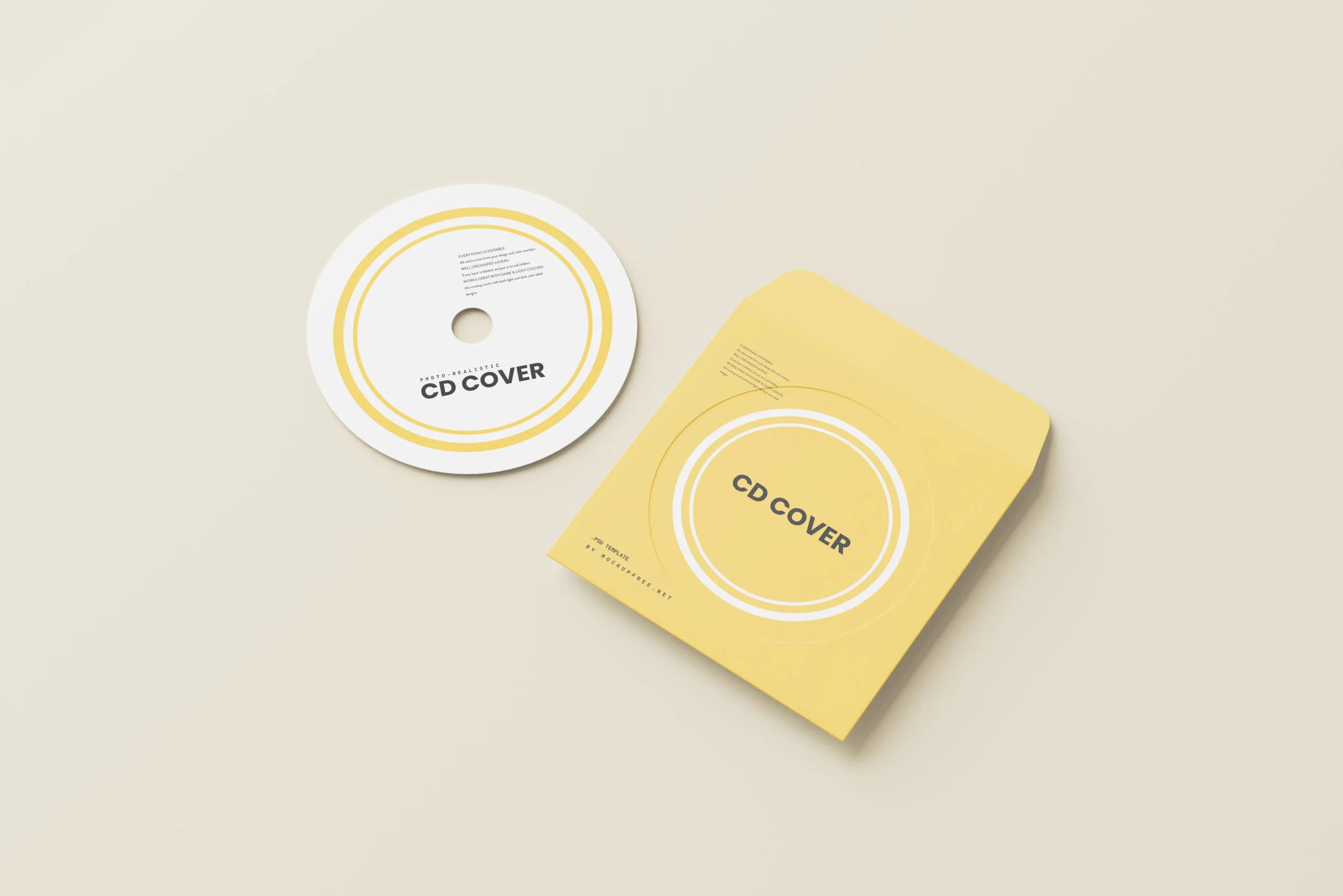 5 Paper CD Cover and Disc Mockups in Different Visions FREE PSD