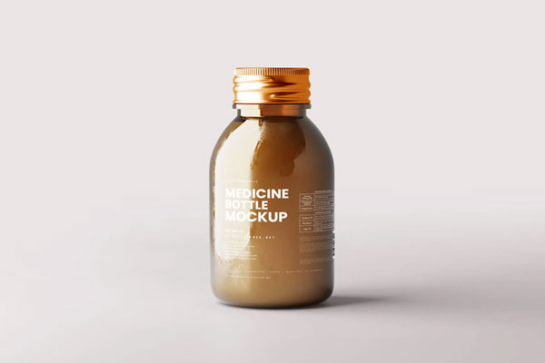 5 Small Liquid Medicine Bottle Mockups in Different Sights FREE PSD