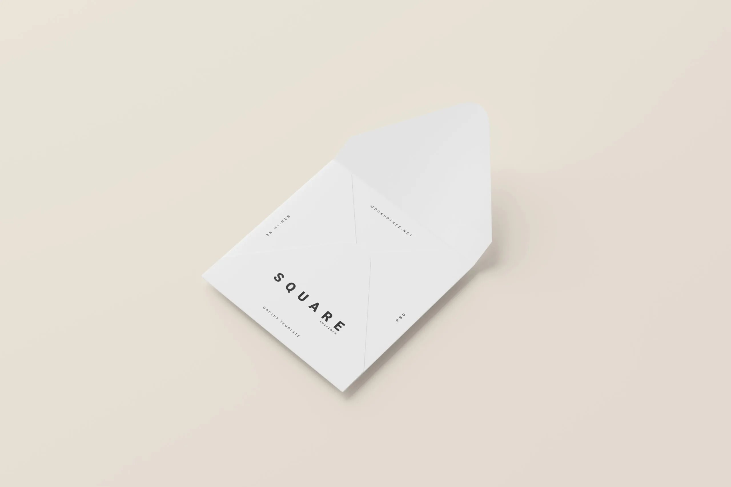 5 Square Envelopes Mockups in Perspective Visions FREE PSD