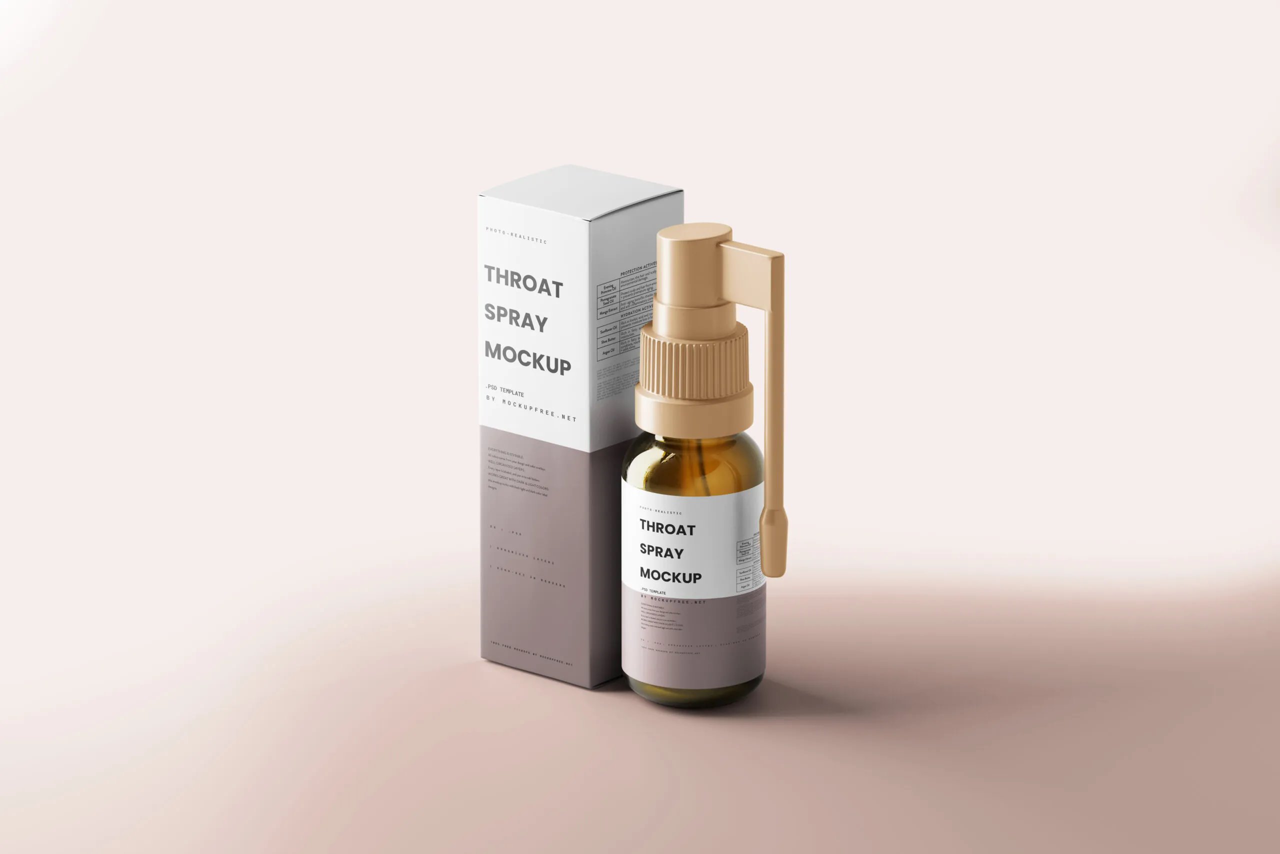 5 Throat Spray with Box Mockups in Different Sights FREE PSD