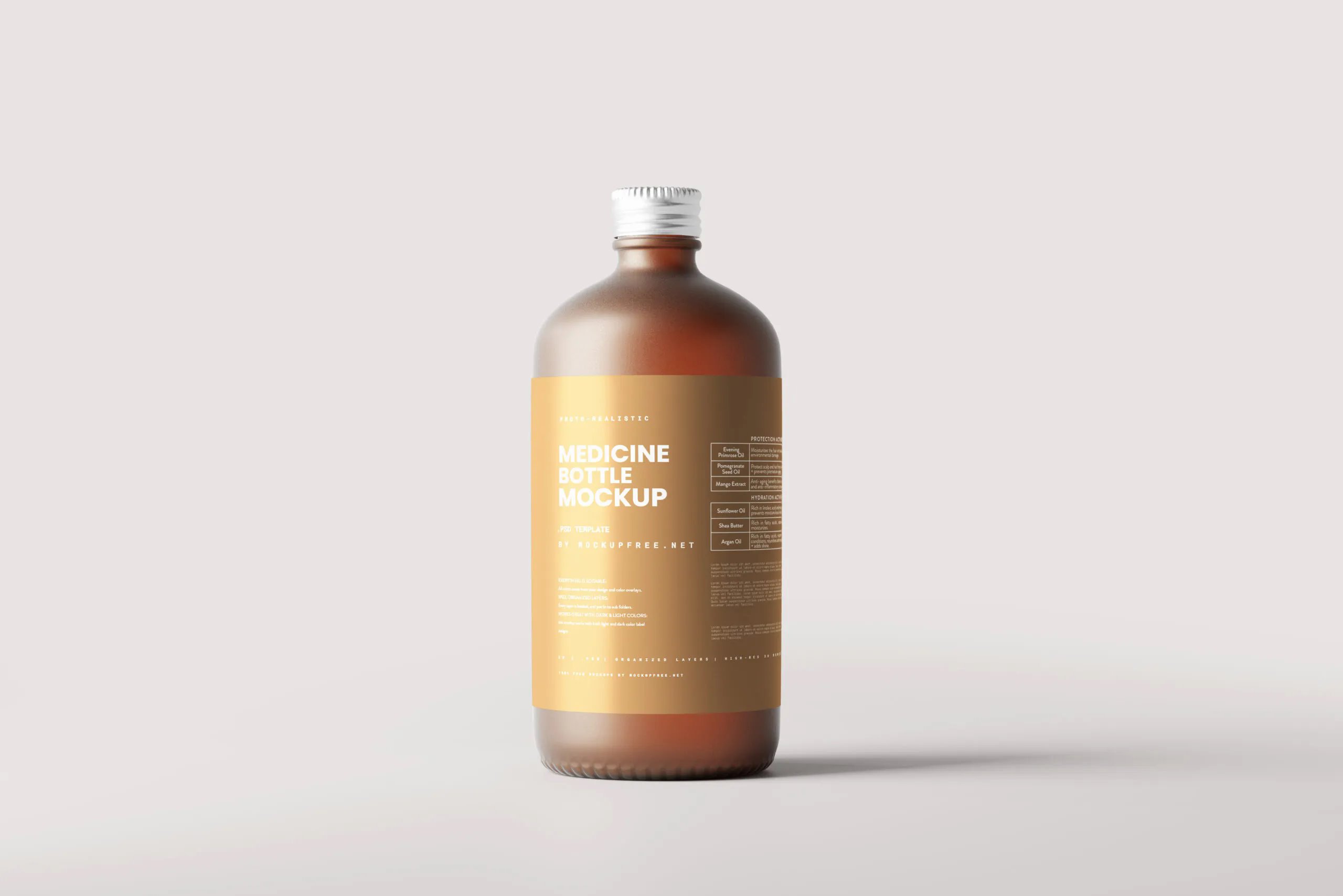 6 Frosted Amber Glass Large Bottle Mockups in Different Sights FREE PSD