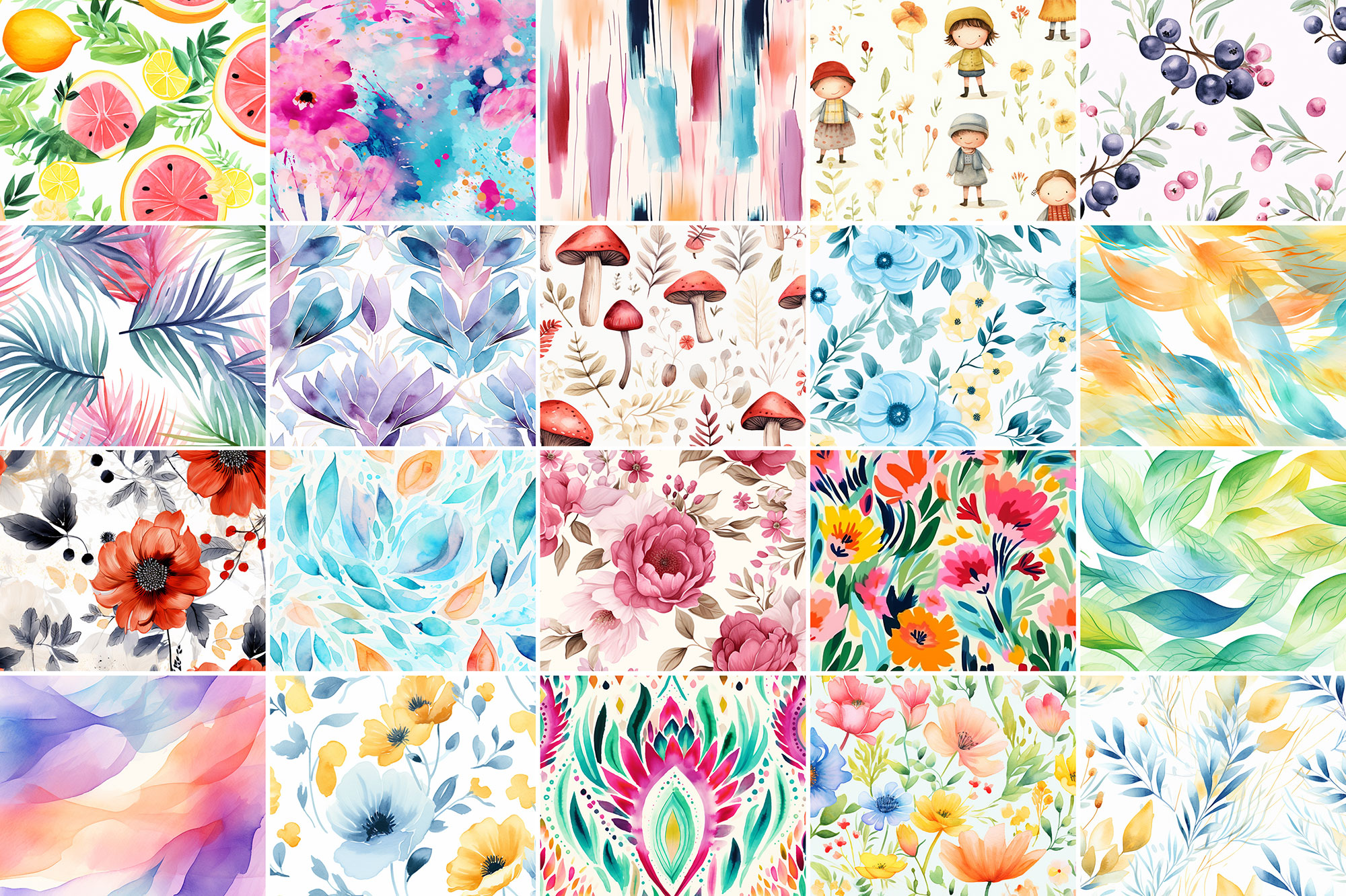 1000 Free Watercolor Seamless Patterns