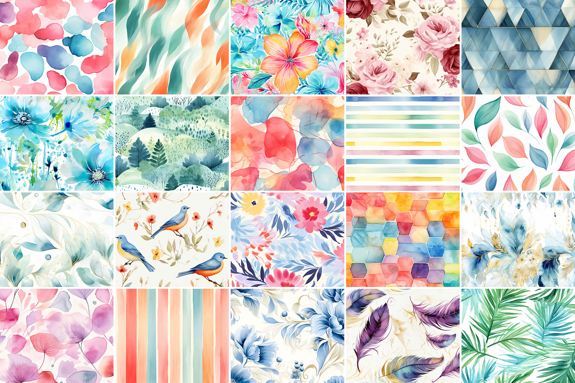 1000 Free Watercolor Seamless Patterns