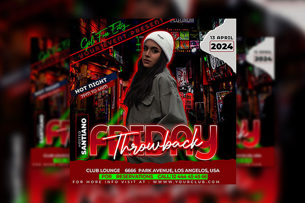Cool Urban Friday Throwback Party Flyer / Instagram Banner Template FREE PSD
