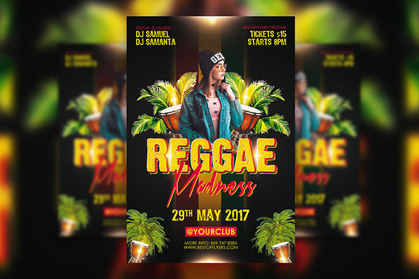 Cool Vibrant Reggae Madness Flyer Template FREE PSD