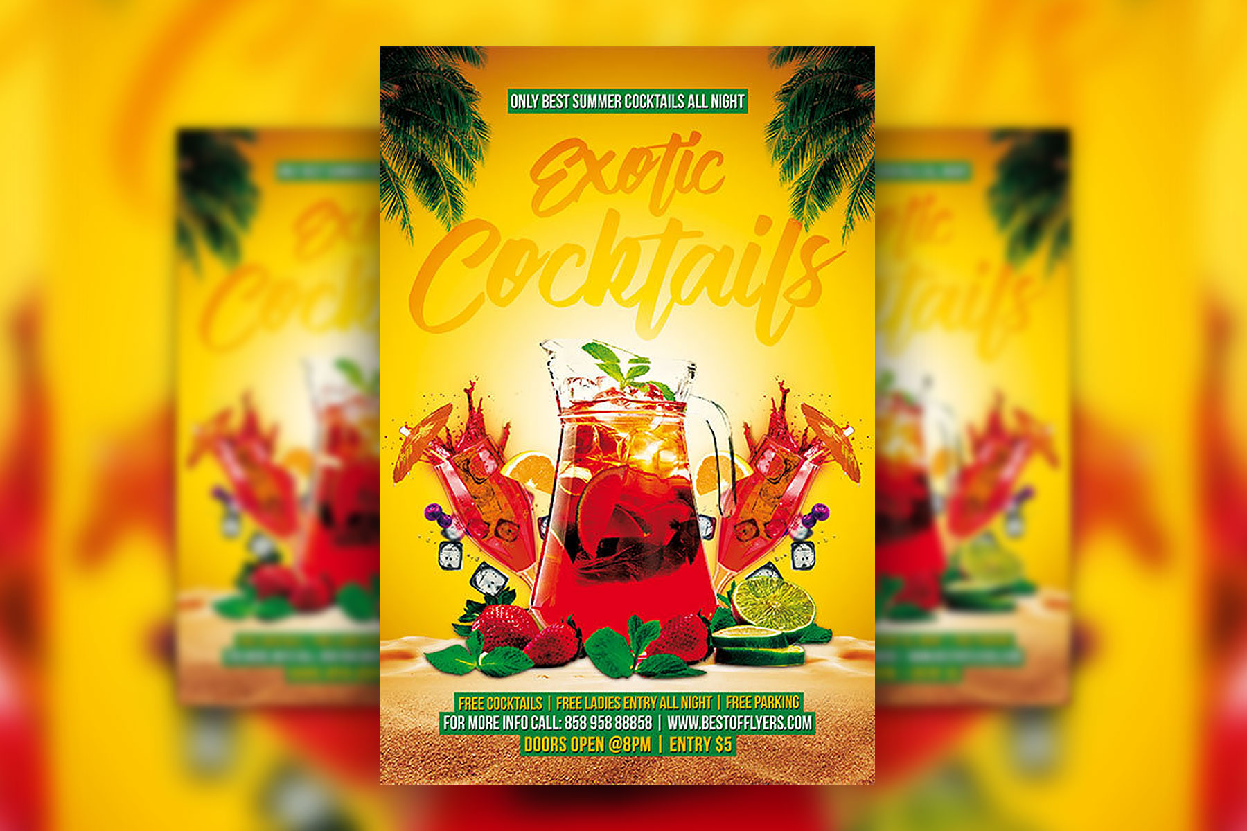 Fresh Exotic Cocktails Flyer Template FREE PSD