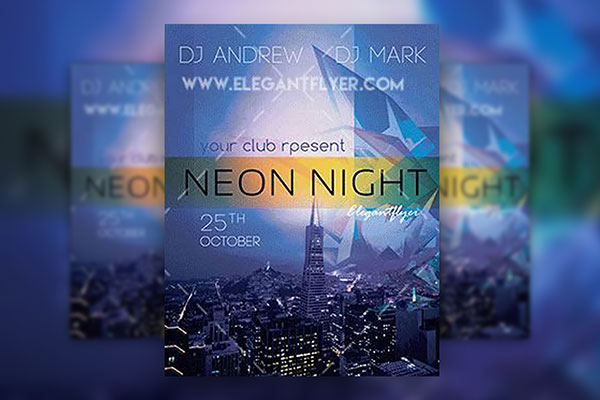 Gradient Neon Night Flyer / Facebook Cover Template FREE PSD