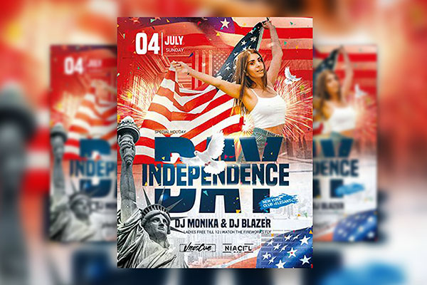 Modern Feminine Independence Day Flyer Template FREE PSD