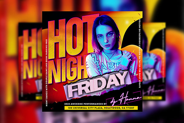 Modern Hot Night Friday Flyer / Instagram Banner Template FREE PSD