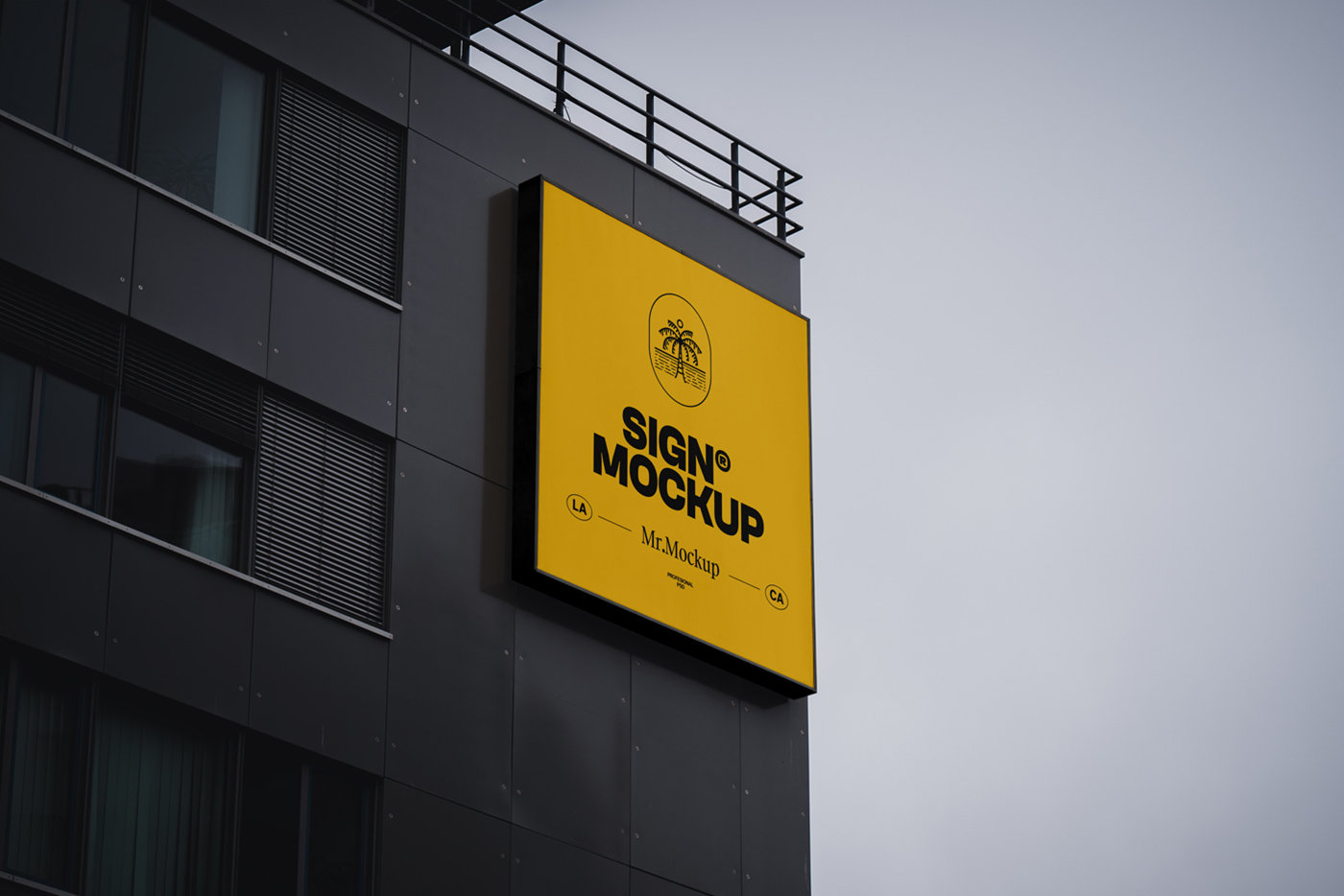 Perspective Shot of Sign Mockup on Building FREE PSD