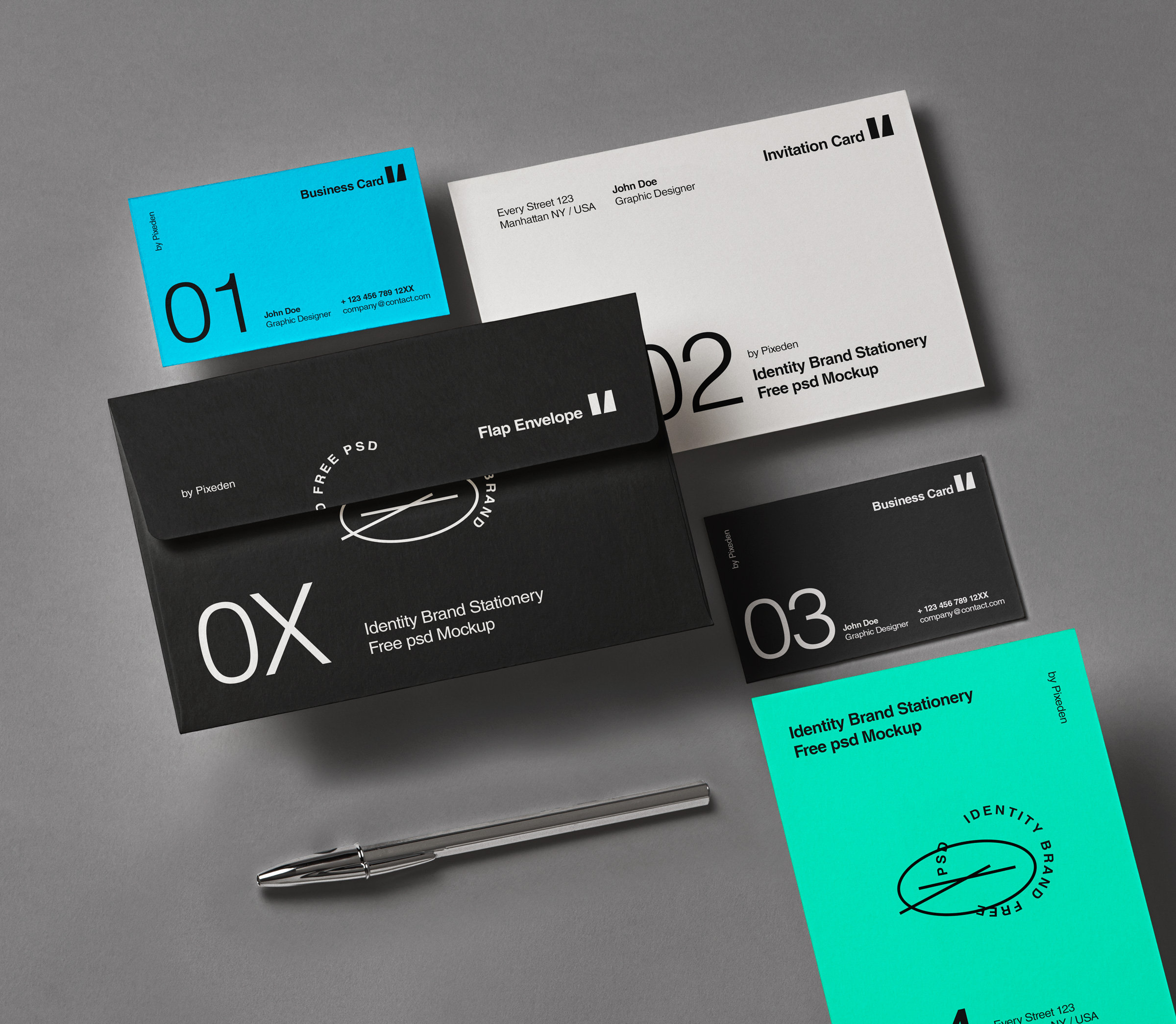 Perspective Sight of Branding Identity Stationery Mockup FREE PSD