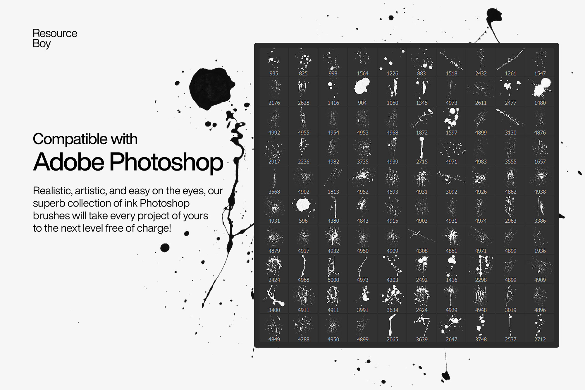 100 Free Ink Photoshop Brushes - High Resolution