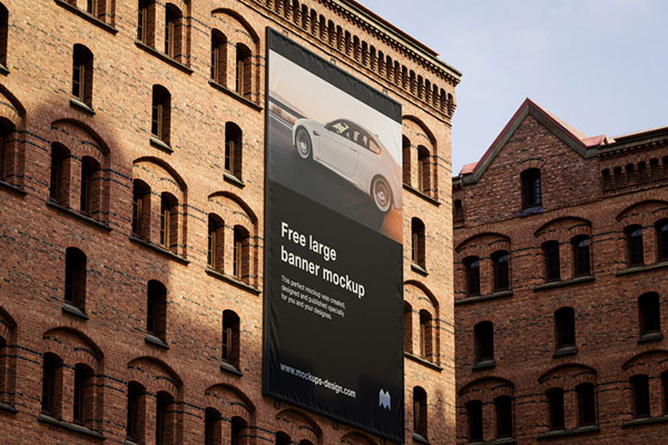 2 Large Banner Mockups on building in Varied Sights FREE PSD