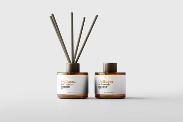 2 Reed Diffuser Mockups in Front View FREE PSD