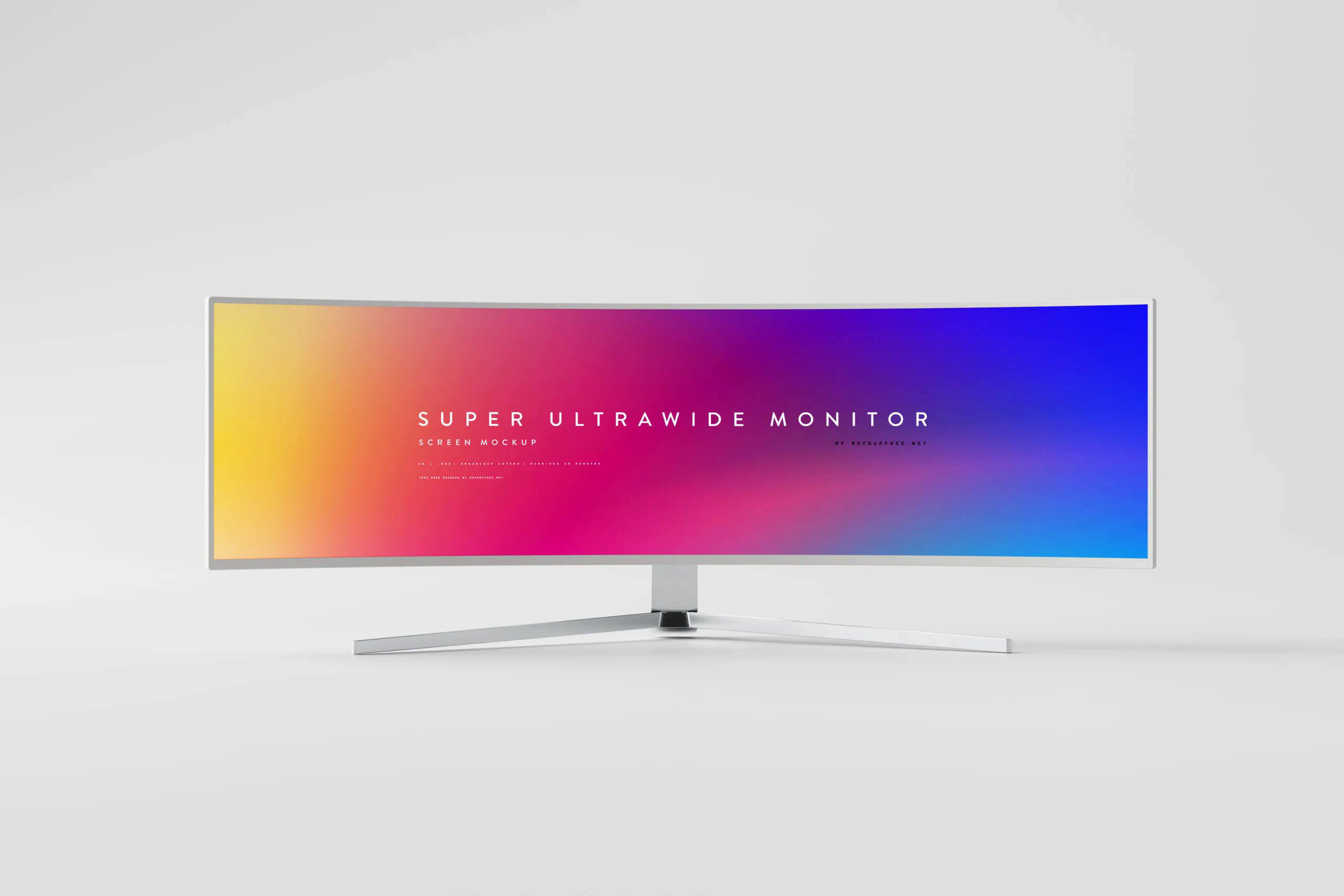 3 Curved Ultrawide Monitor Mockups in Various Shots FREE PSD