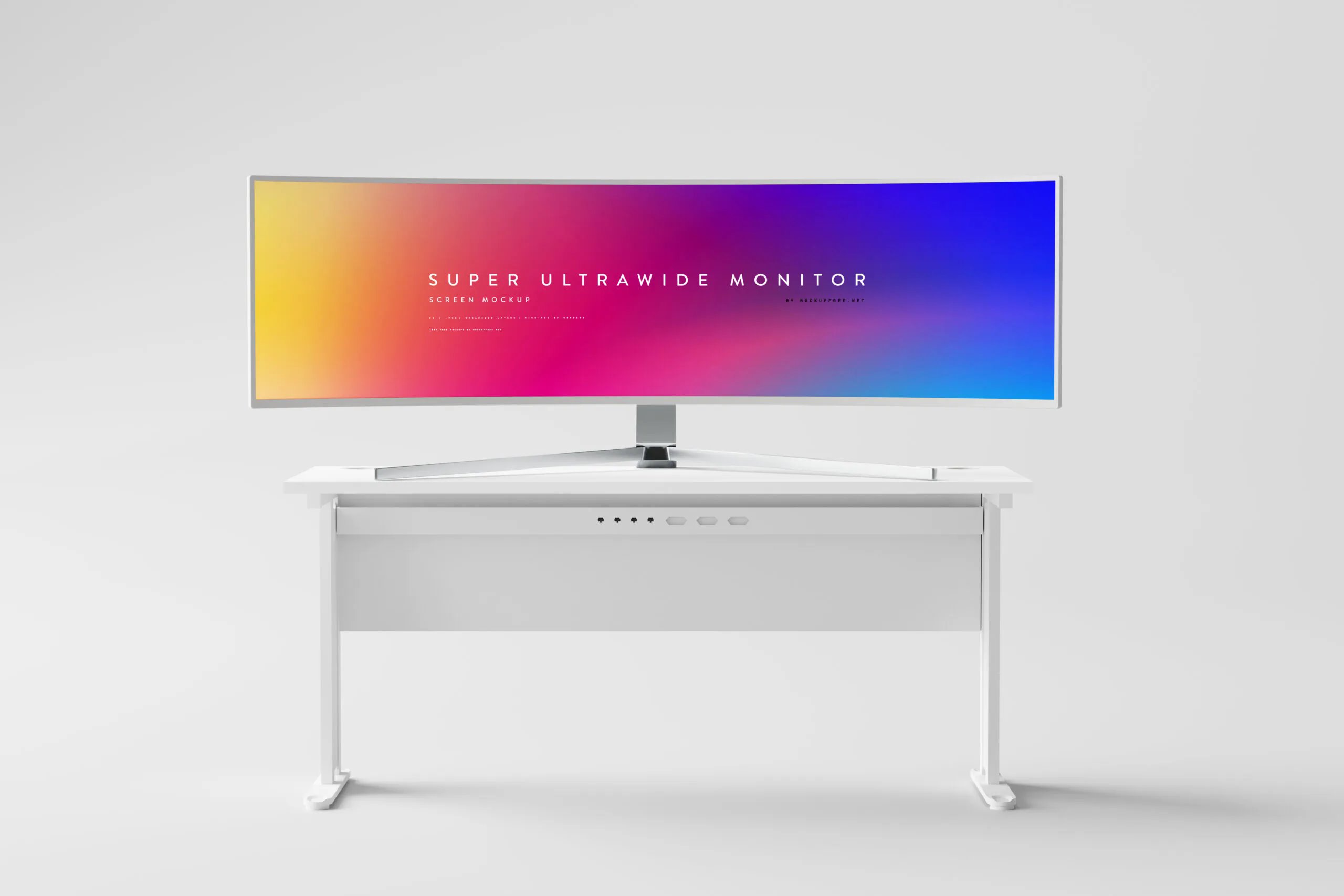 3 Curved Ultrawide Monitor Mockups in Various Shots FREE PSD