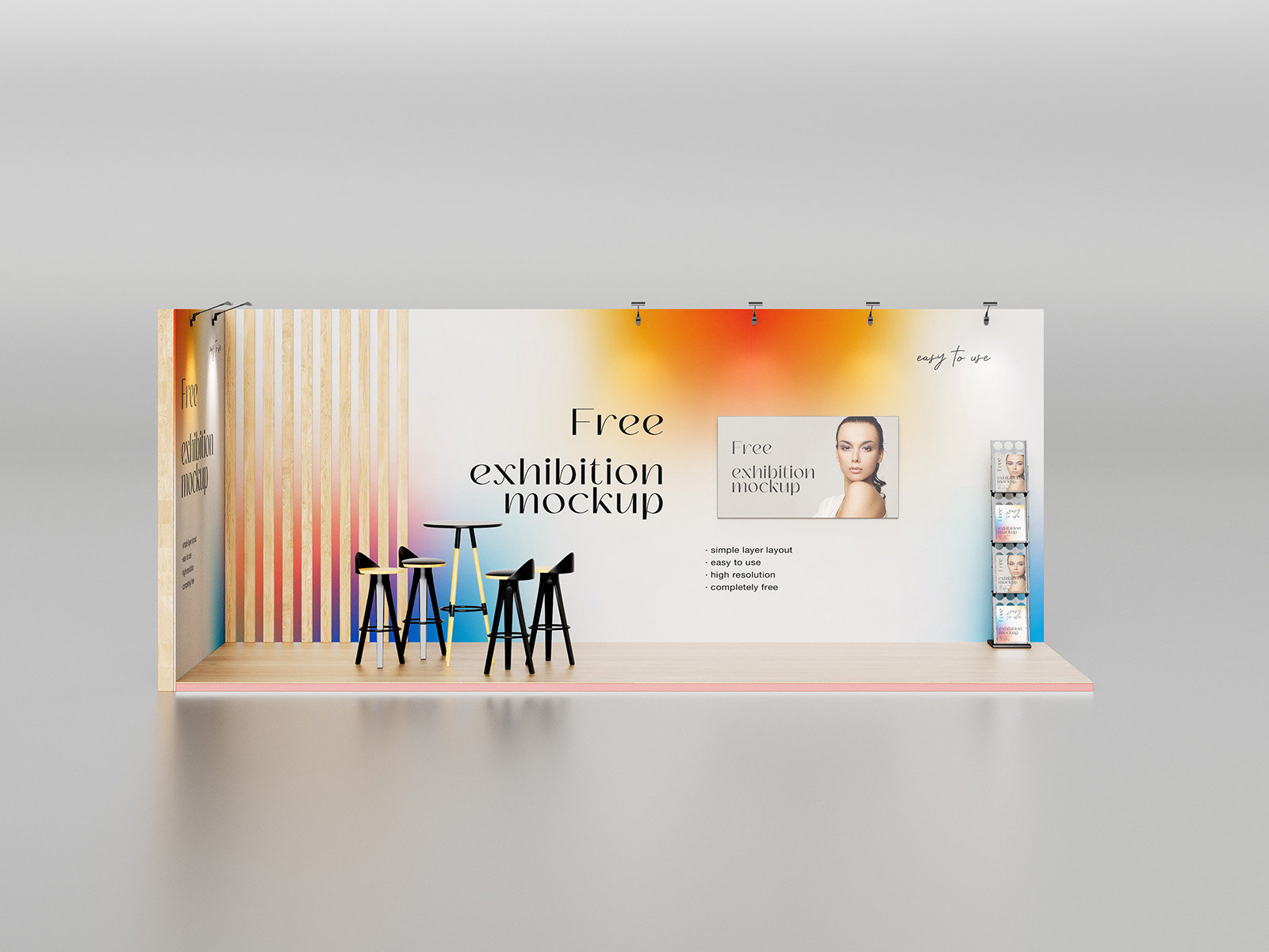 3 Exhibition Stand Mockups in Varied Views FREE PSD