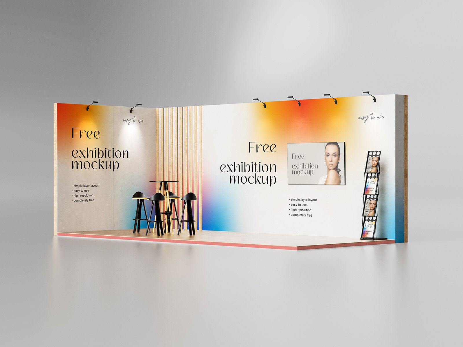 3 Exhibition Stand Mockups in Varied Views FREE PSD