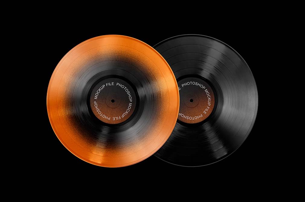 3 Vinyl Record Mockups in Front Sight FREE PSD