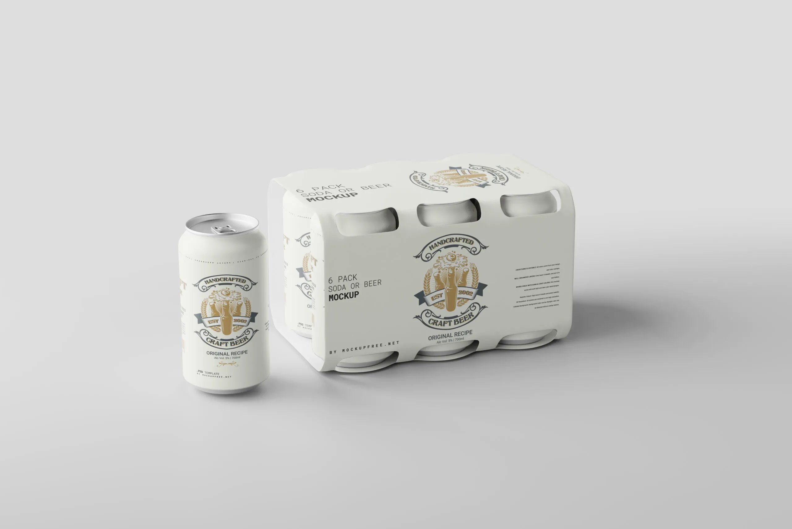 4 Beer Can Six Pack Mockup in Different Sights FREE PSD