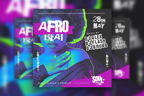 4 Color Stained Party Flyer / Instagram Post Templates FREE PSD
