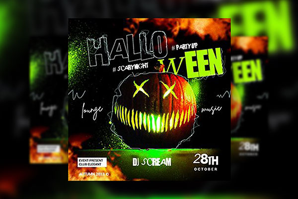 4 Eerie Halloween Party Flyer / Instagram Post Templates FREE PSD