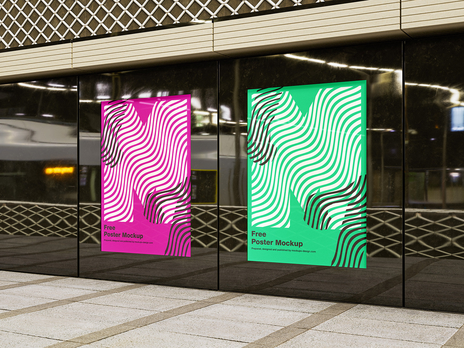 4 Mockups of Poster in Citylight in Varied Shots FREE PSD