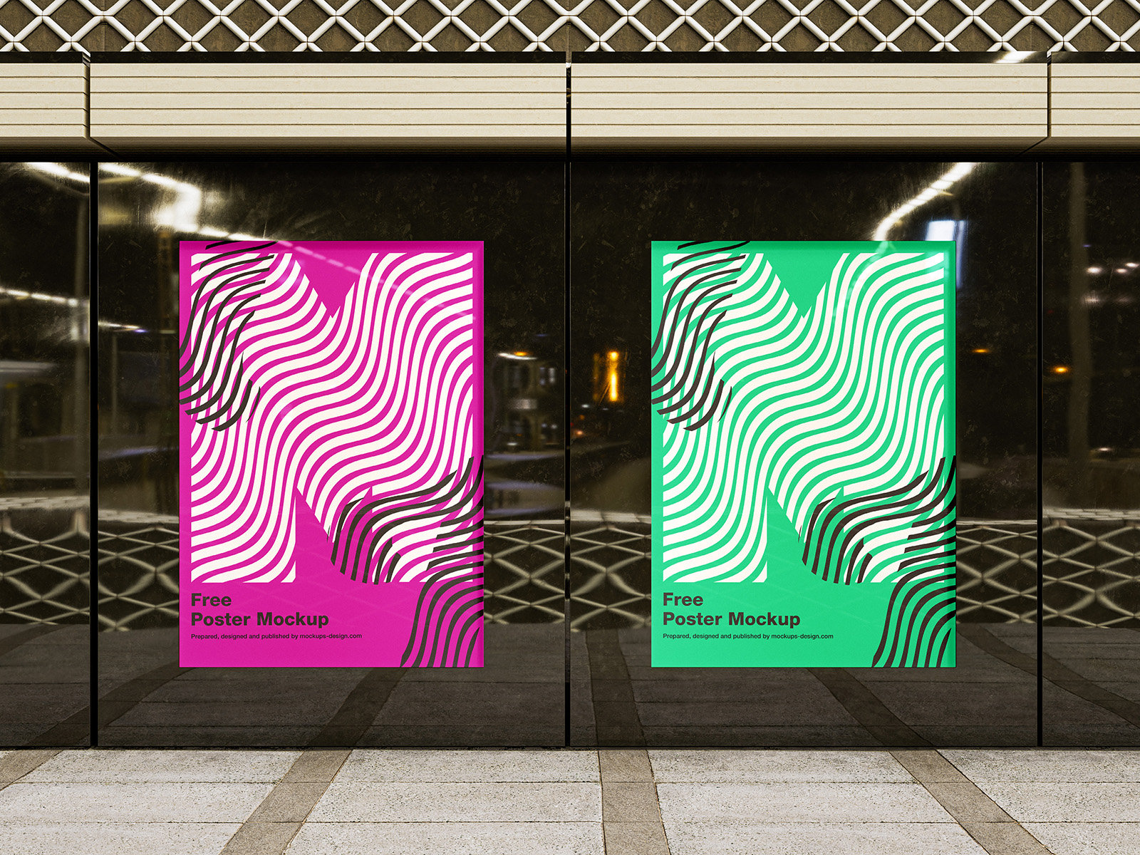 4 Mockups of Poster in Citylight in Varied Shots FREE PSD