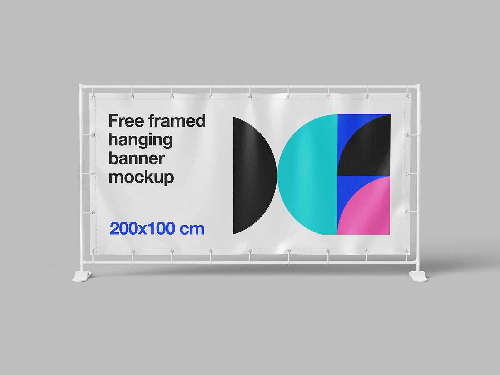 4 Sights of Framed Hanging Banner Mockup FREE PSD