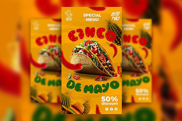 4 Vivid Cinco De Mayo Flyer / Instagram Stories and Post Templates FREE PSD