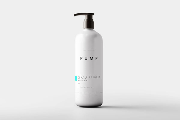 5 Large Plastic Pump Bottle Mockups in Varied Visions FREE PSD