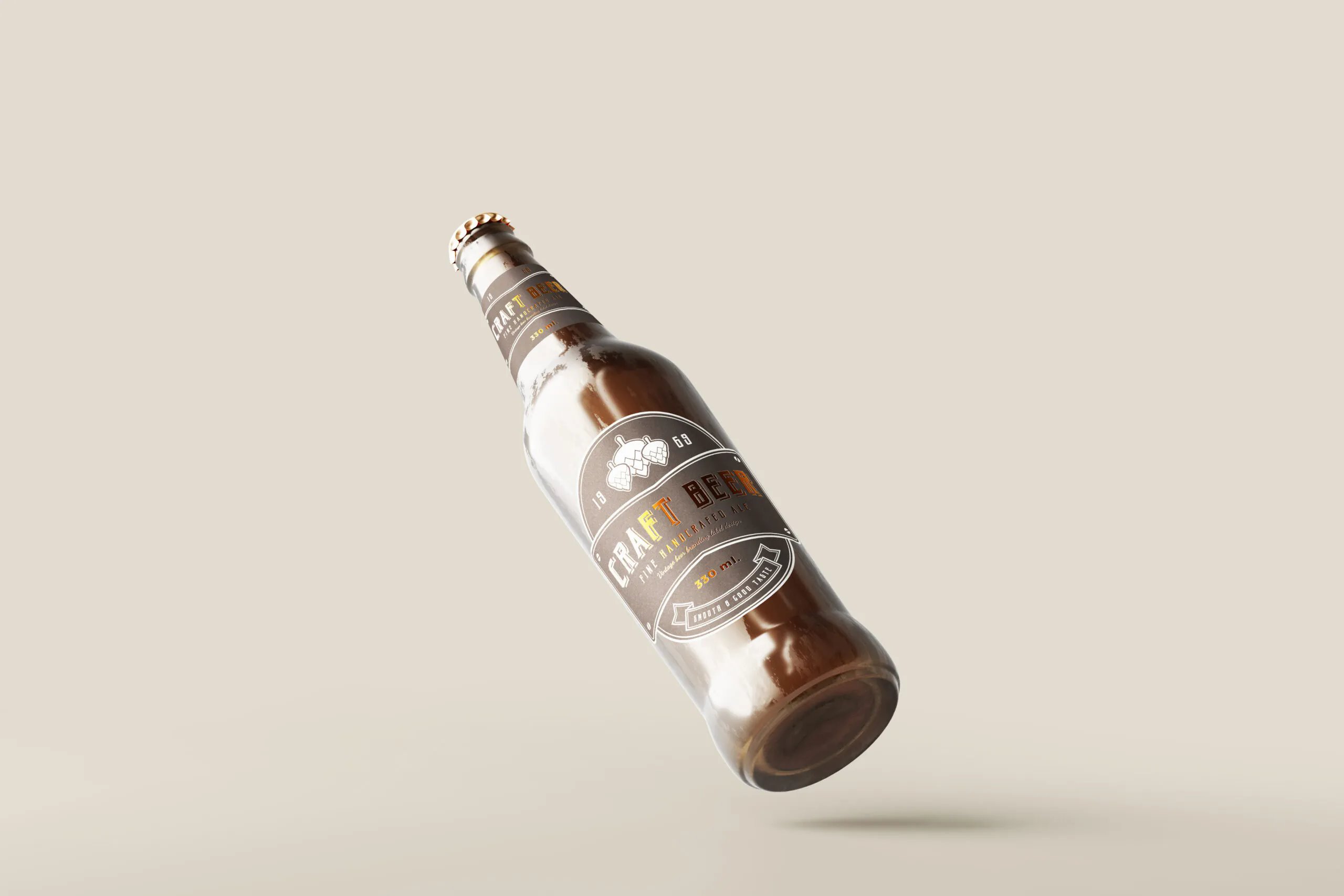 5 Mockups of Beer Bottle in Different Sights FREE PSD