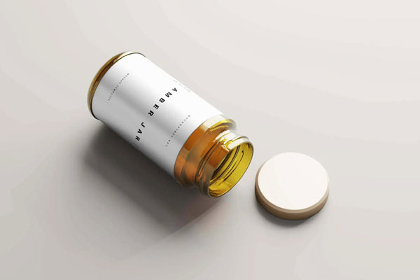 5 Mockups of Large Amber Jars in Varied Visions FREE PSD