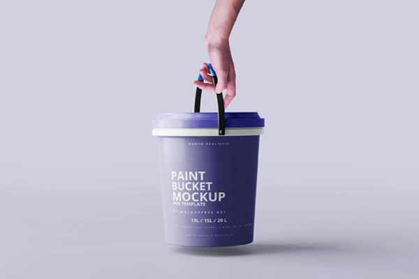 5 Mockups of Paint Bucket in Distinct Shots Free Download | Resource Boy