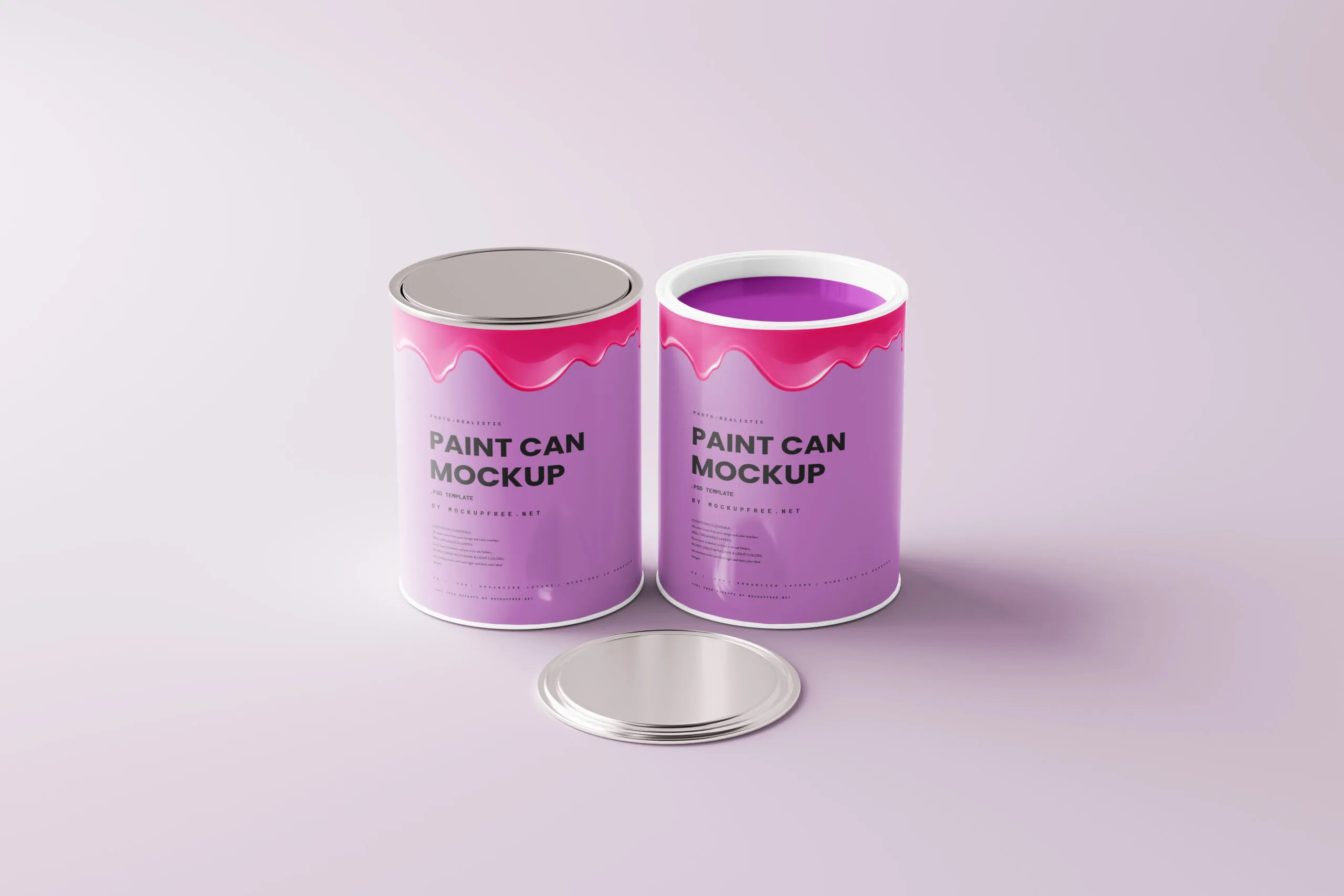 5 Mockups of Paint Can in Distinct Views FREE PSD