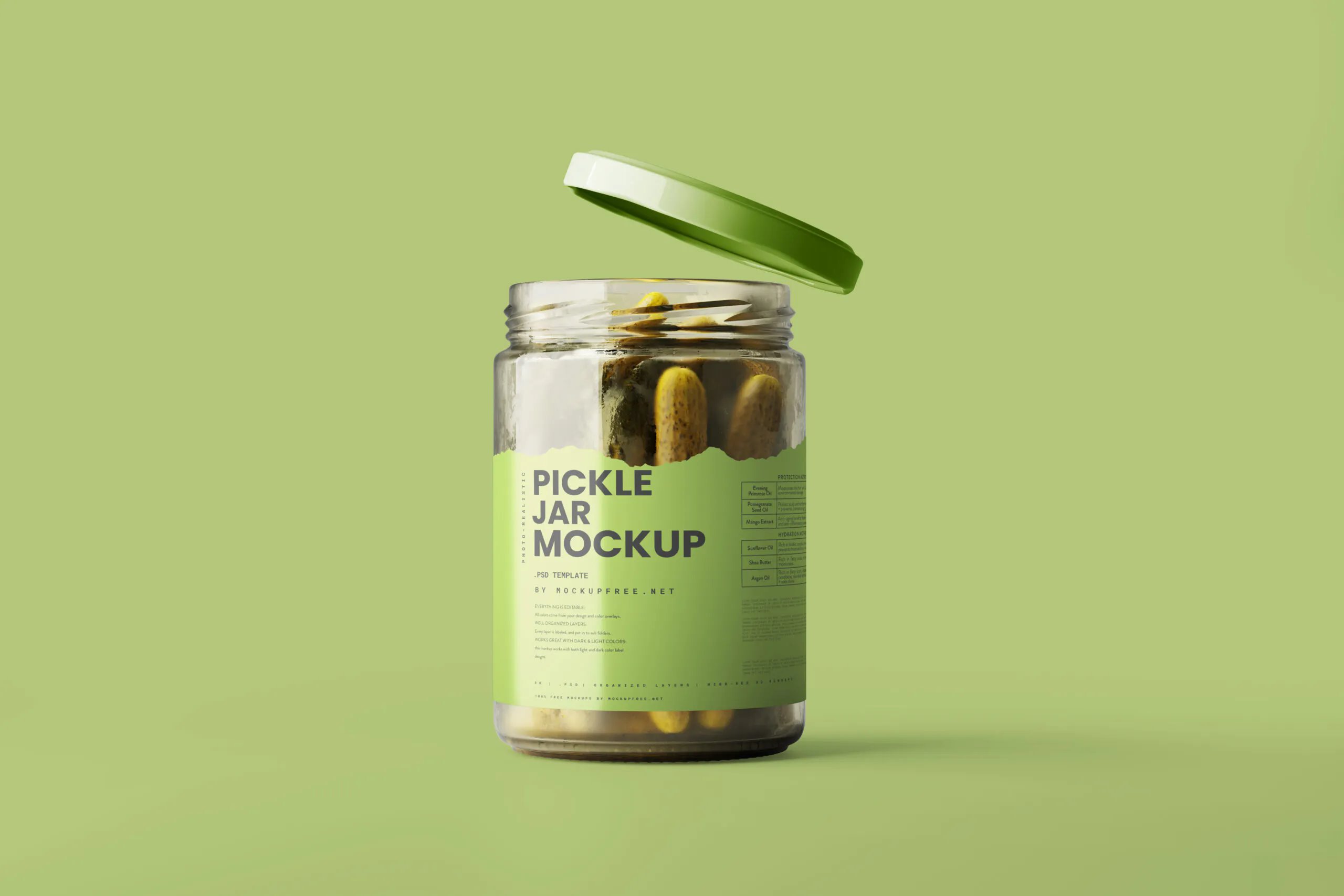 5 Mockups of Pickle Jar in Distinct Visions FREE PSD