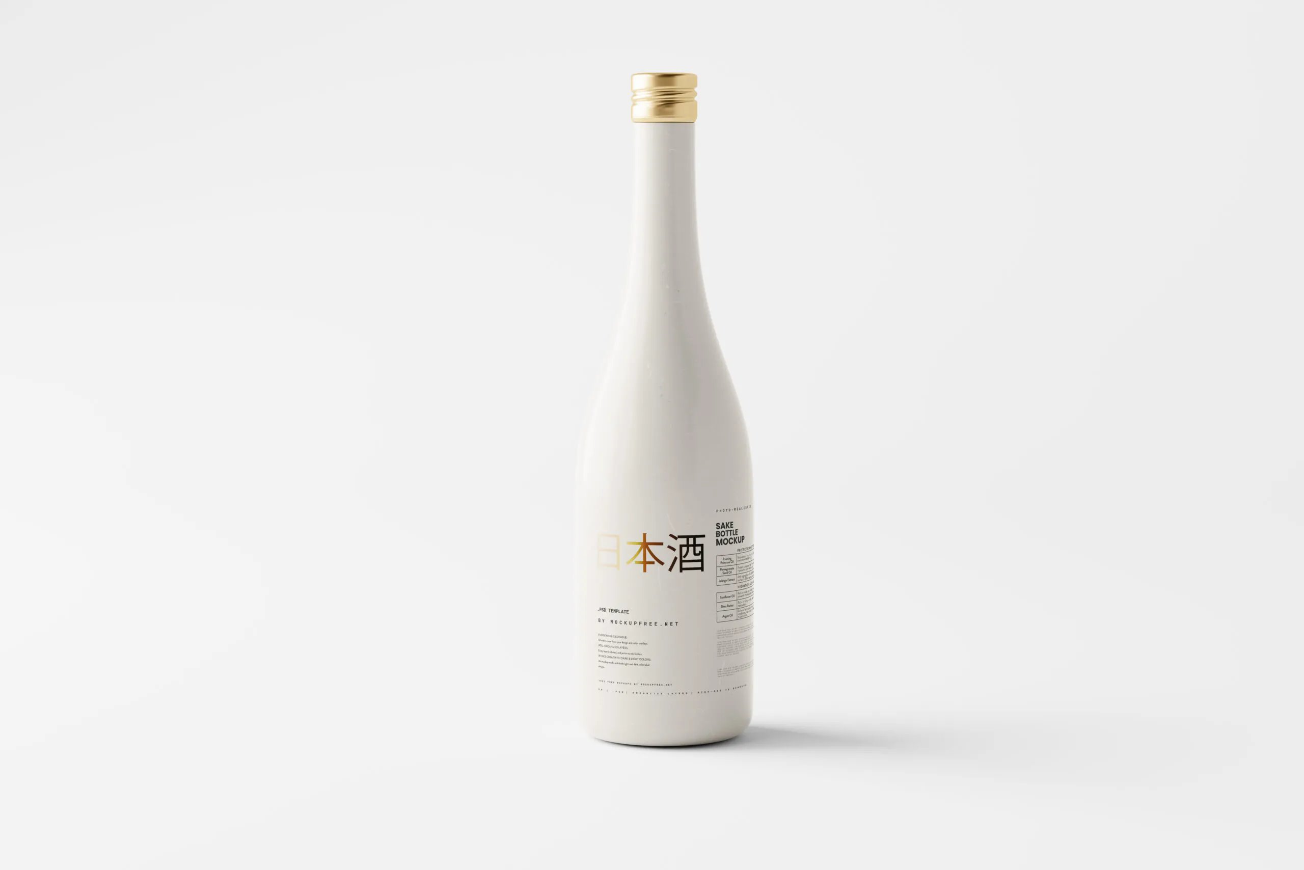 5 Sake Bottle Mockup with Cups in Different Sights FREE PSD