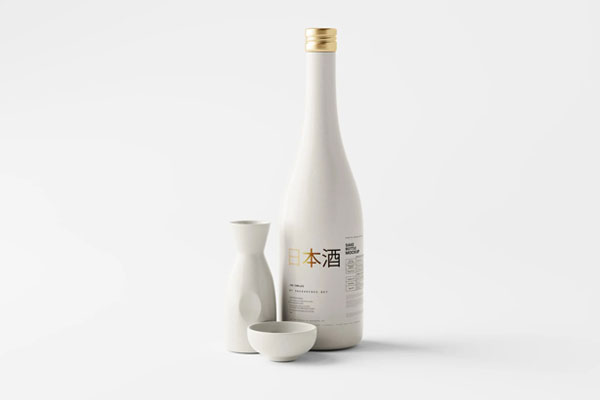 5 Sake Bottle Mockup with Cups in Different Sights FREE PSD