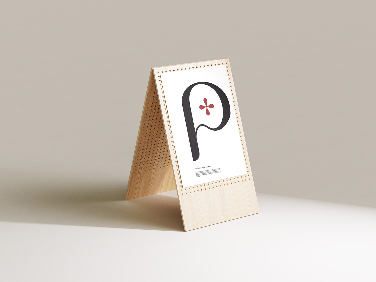 5 Shots of Poster Mockup on Wooden Stand FREE PSD