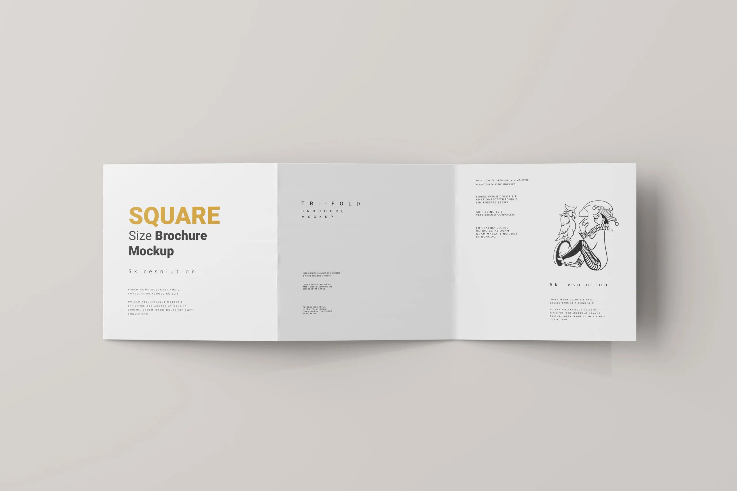 5 Tri Fold Square Brochure Mockups in Varied Sights FREE PSD