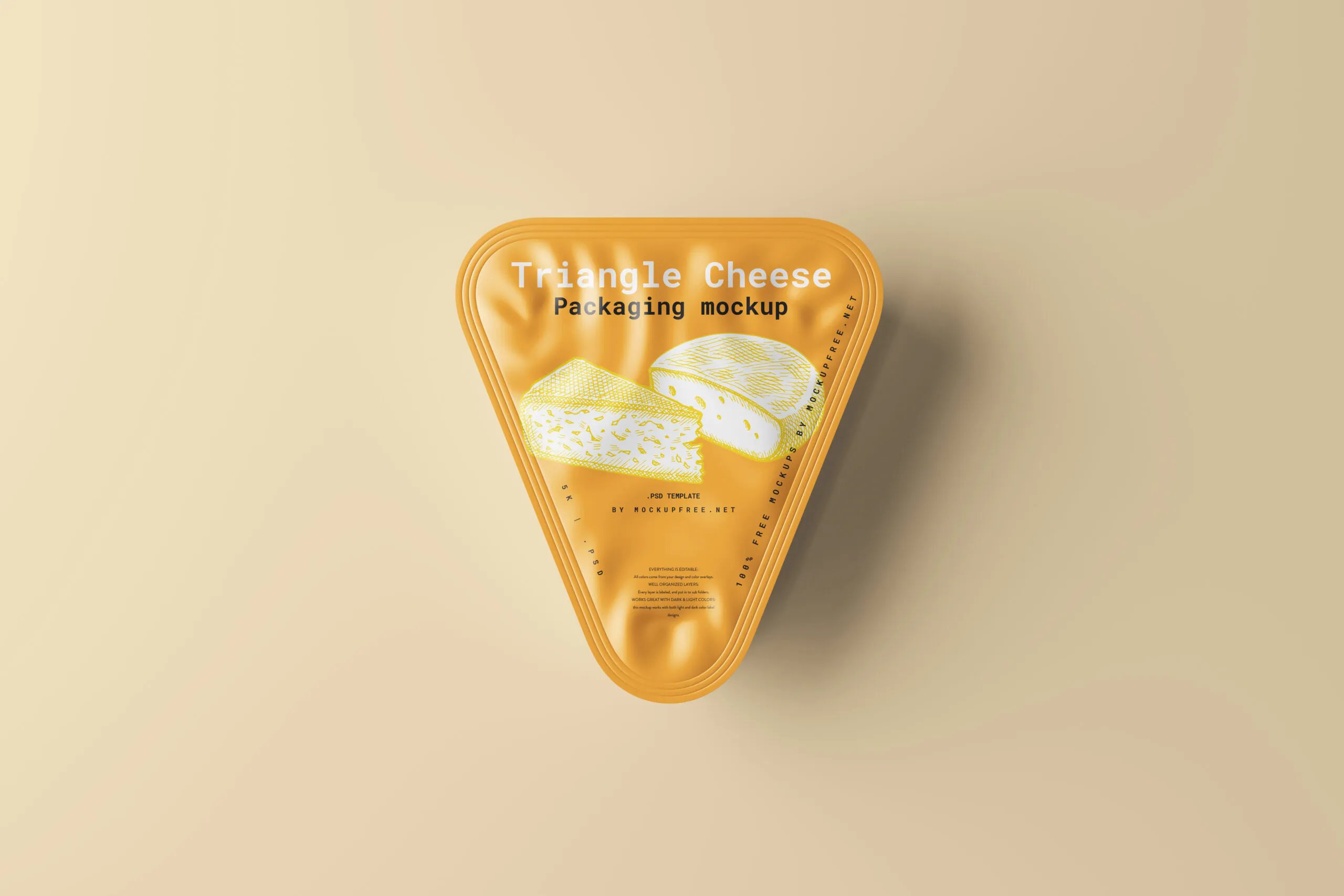 5 Triangle Cheese Packaging Mockups in Different Visions Free Download