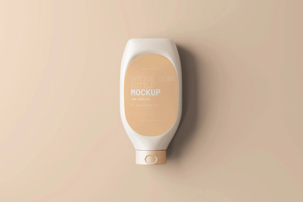 5 Upside Down Bottle Mockups in Different Visions FREE PSD