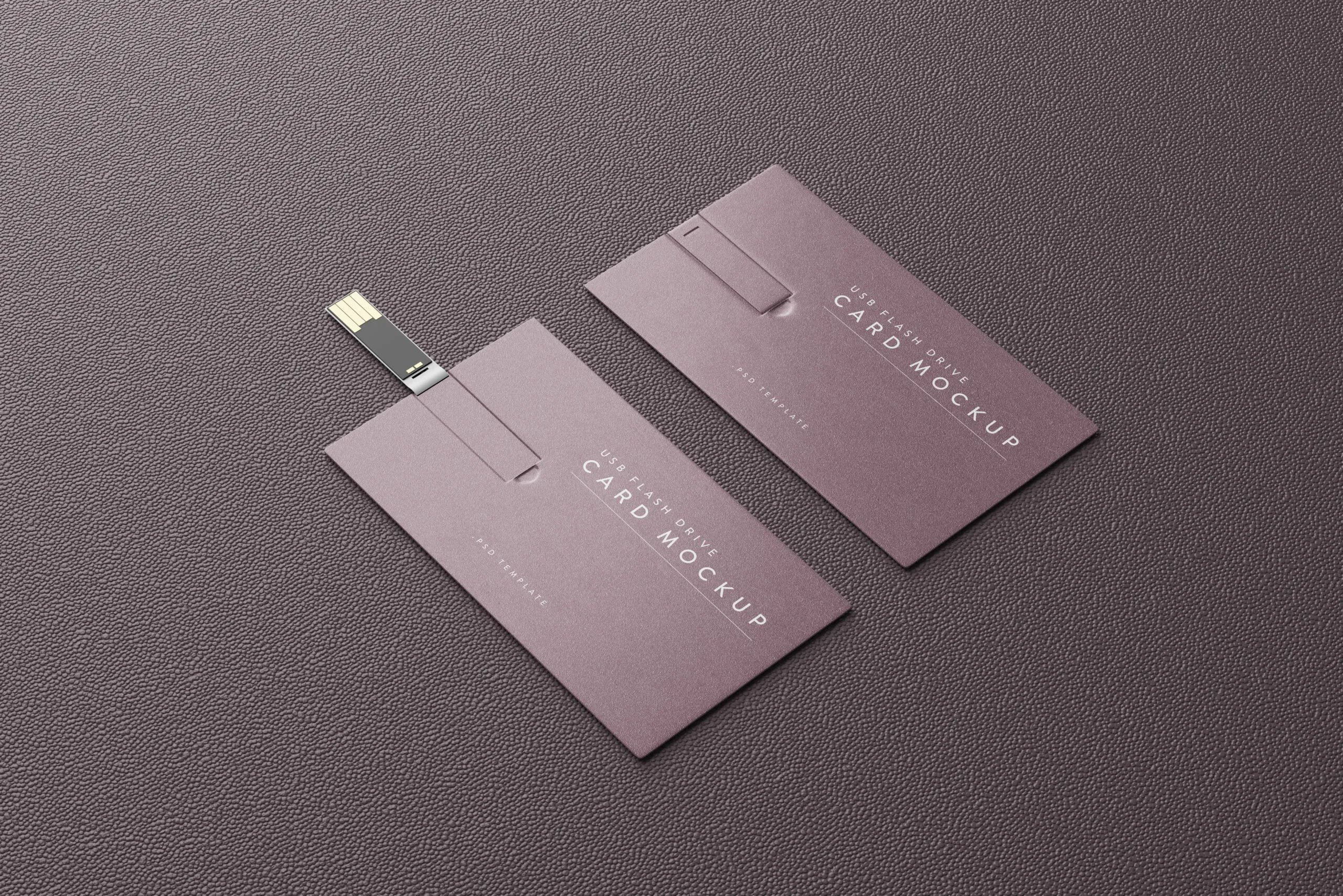 5 USB Flash Drive Business Card Mockups in Distinct Shots FREE PSD