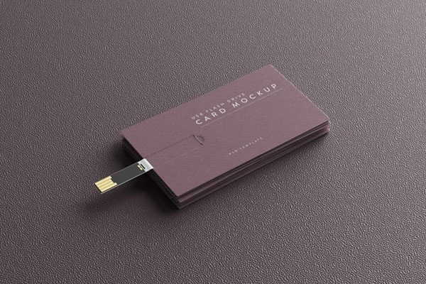 5 USB Flash Drive Business Card Mockups in Distinct Shots FREE PSD