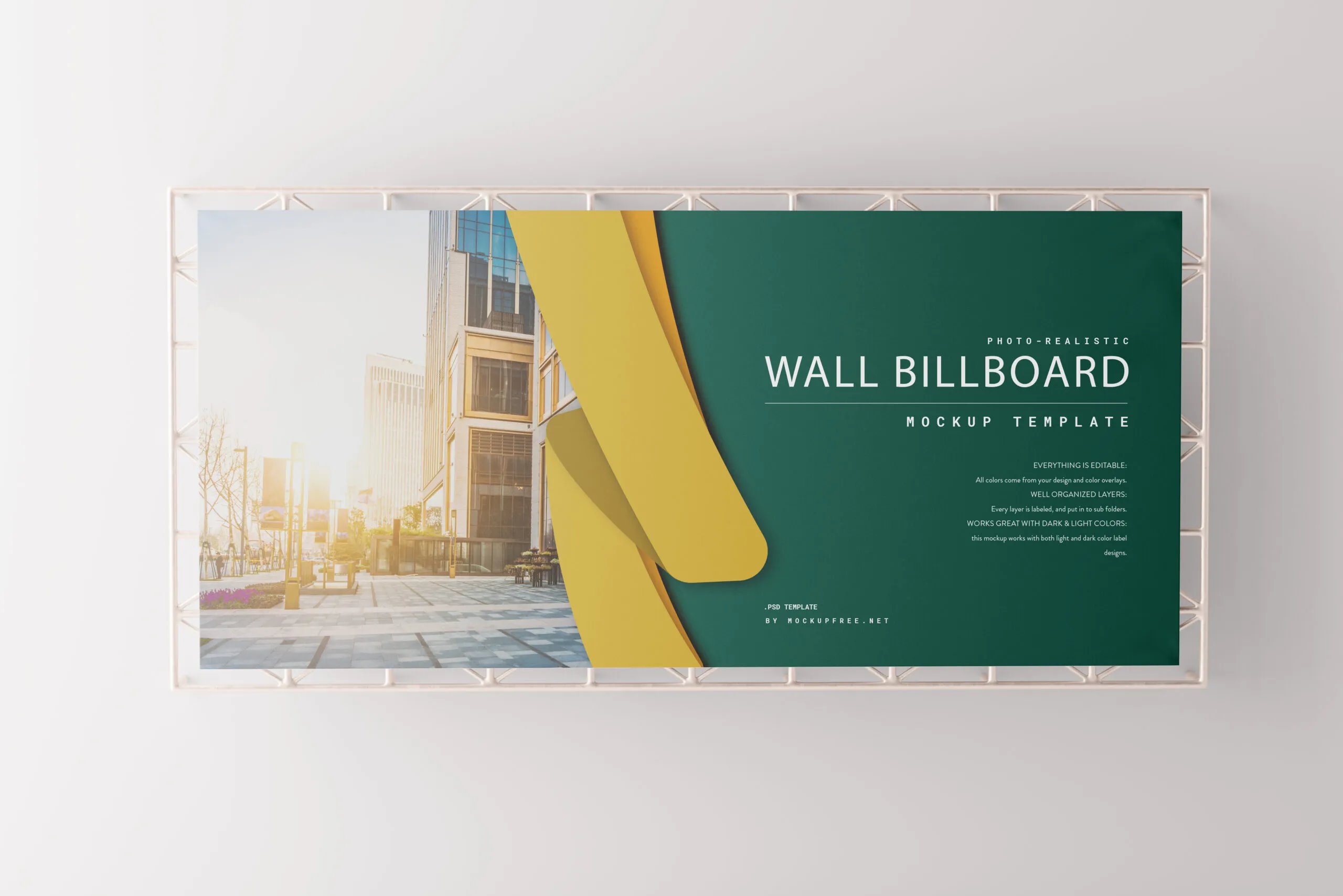 5 Wall Billboard Mockups in Front and Perspective Sights FREE PSD