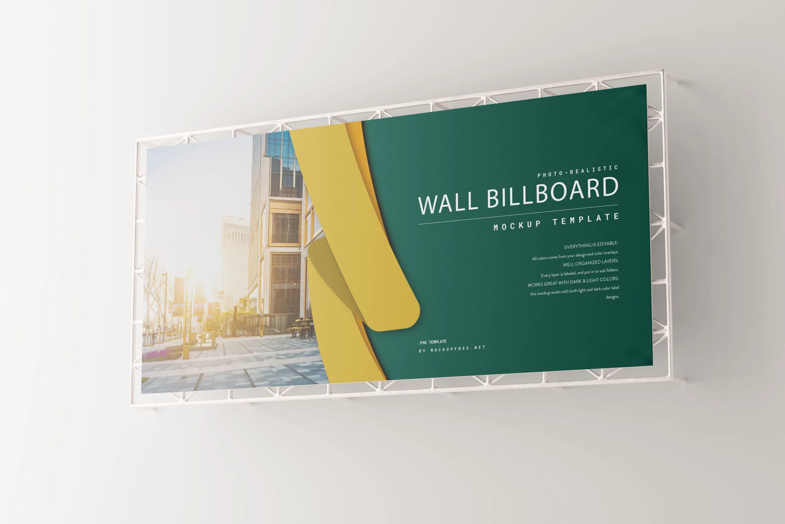5 Wall Billboard Mockups in Front and Perspective Sights FREE PSD