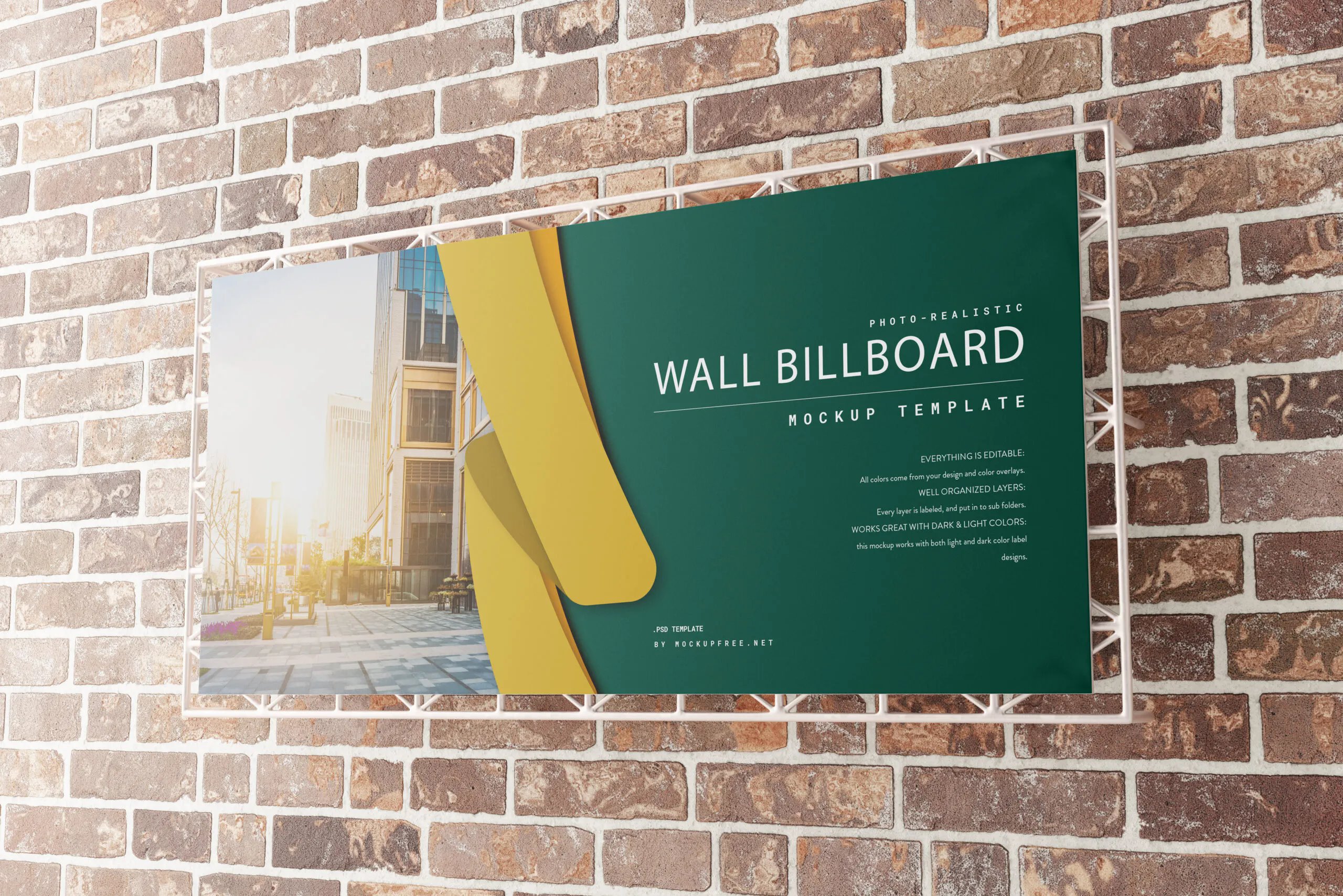 5 Wall Billboard Mockups in Front and Perspective Sights FREE PSD