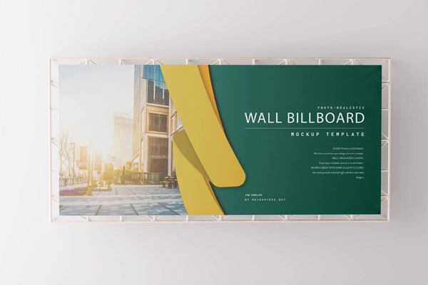5 Wall Billboard Mockups in Front and Perspective Sights FREE PSD
