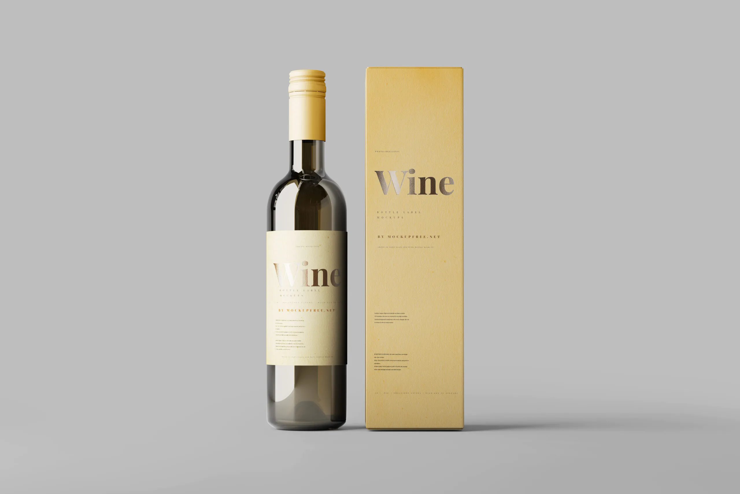5 Wine Bottle Mockup with Box in Various Visions FREE PSD