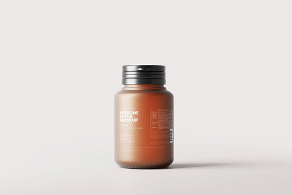 6 Frosted Amber Glass Bottle Mockups in Distinct Sights FREE PSD